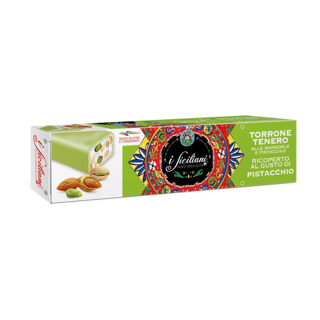 Torrone tenero ricoperto al pistacchio e alle madorle Dolgam 125 gr