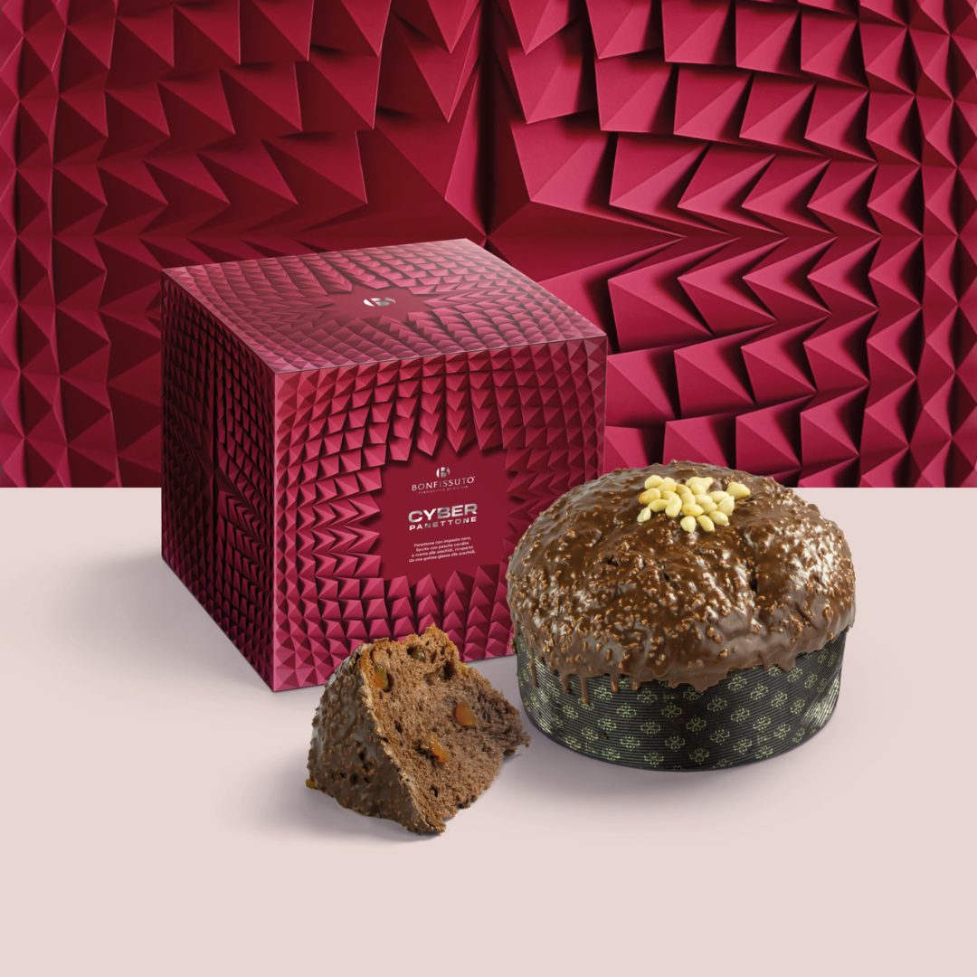 Panettone Cyber con pesca e crema arachidi 1 kg Bonfissuto
