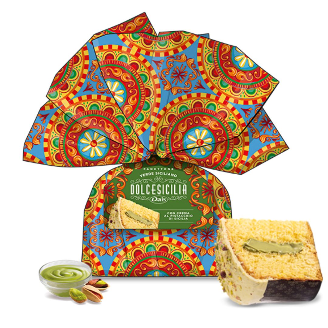 Panettone farcito e ricoperto al pistacchio Dais